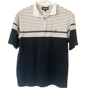 Ashworth cotton black and white striped short sleeve golf polo shirt